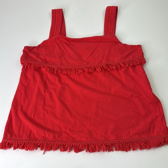 J. Crew Factory Red Fringe Sleeveless Tank Top - Picture 5 of 10
